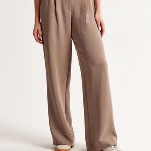 Abercrombie & Fitch Premium Tailored Wide-Leg Brown Pants